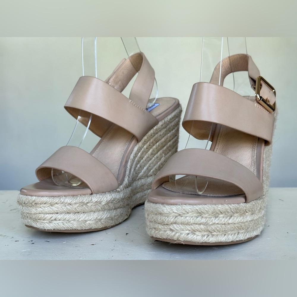 Steve Madden Simona Beige Espadrille Platform Sandals Women's Size 8 M